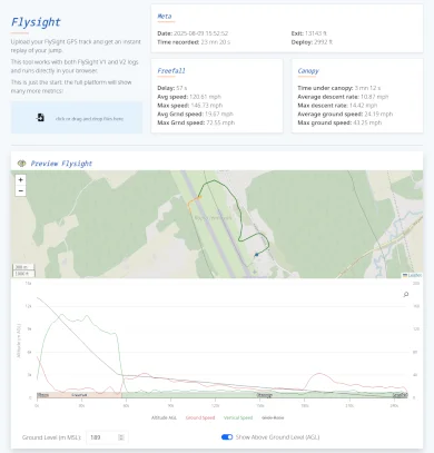 Flysight log viewer preview